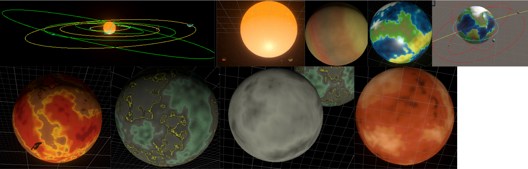 Procedurally generated planet examples