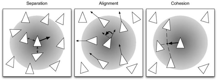 Flocking movement rules